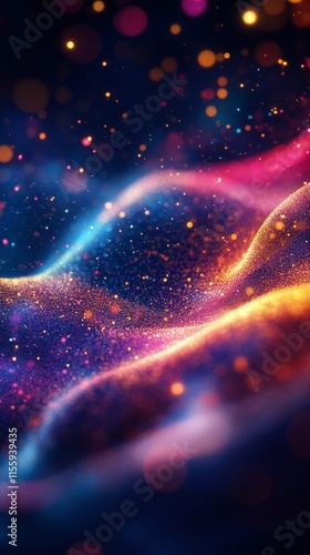 Vibrant swirling lights create a mesmerizing abstract digital pattern in colo...