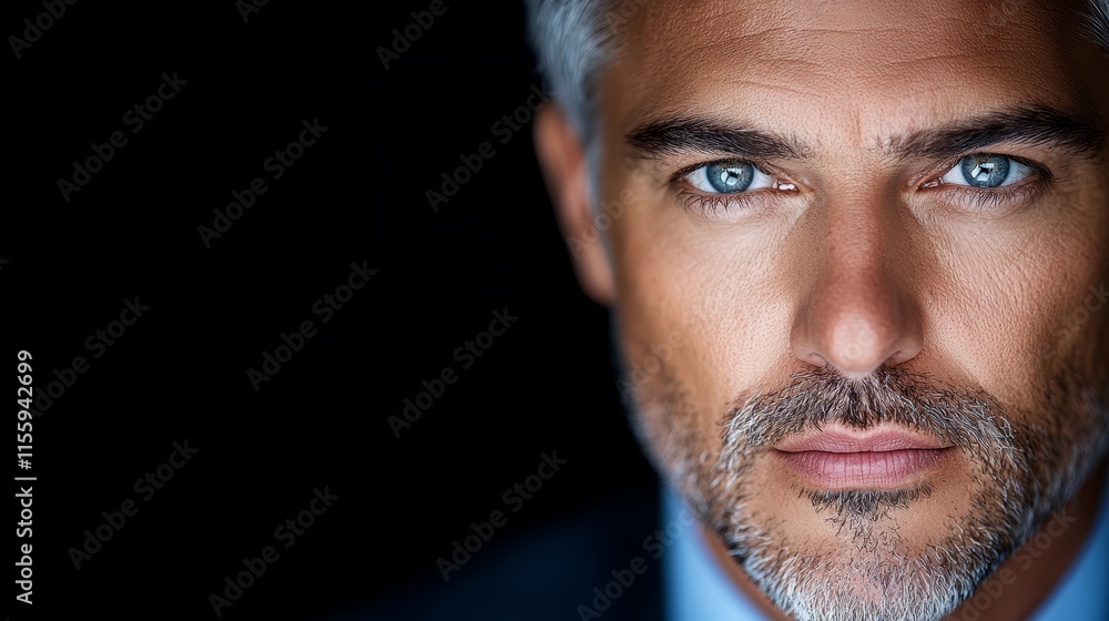 Obraz premium A close up of a man with blue eyes and a beard