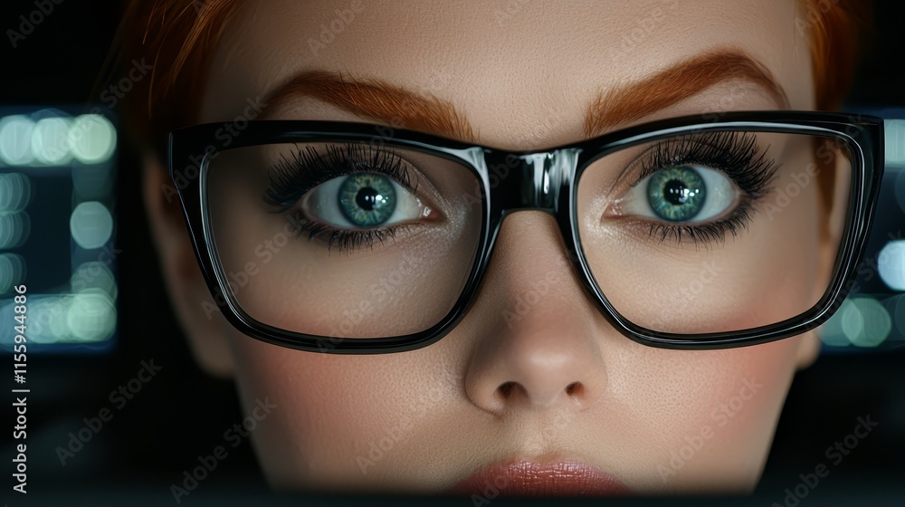 A close up of a woman's face wearing glasses A close up of a woman's face wearing glasses