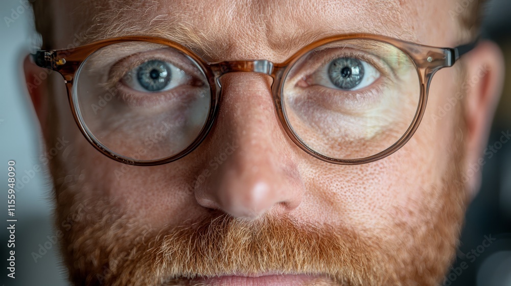 A close up of a man with glasses looking at the camera A close up of a man with glasses looking at the camera