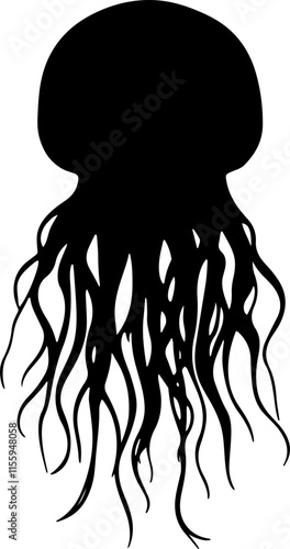 Jellyfish black silhouette vector logo