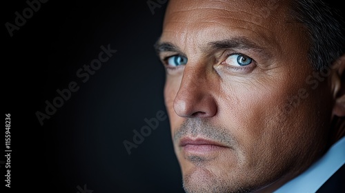 A close up of a man in a suit and tie