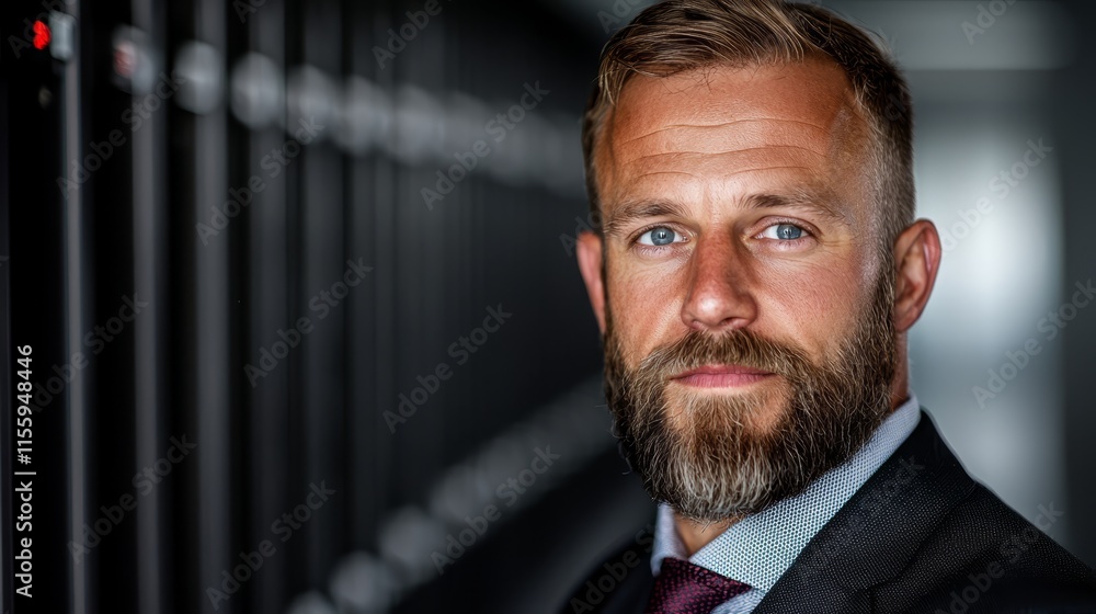 A man with a beard wearing a suit and tie A man with a beard wearing a suit and tie