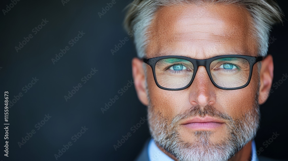 A close up of a man wearing glasses and a suit A close up of a man wearing glasses and a suit