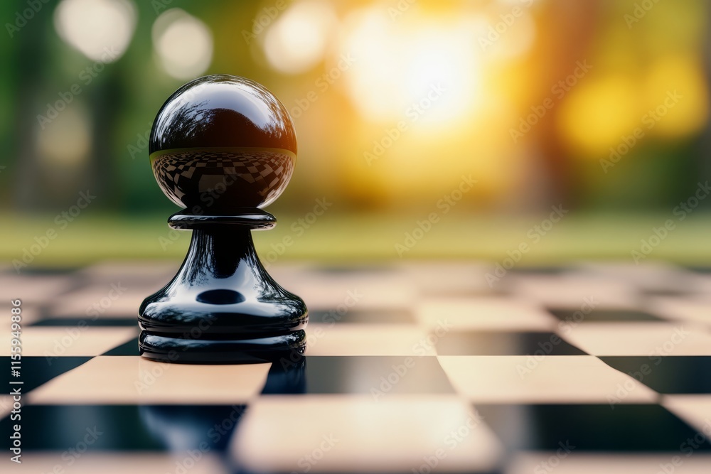 A chess piece on a chess board with the sun in the background A chess piece on a chess board with the sun in the background