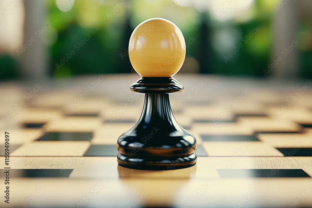 A chess piece on a chess board with a blurred background A chess piece on a chess board with a blurred background