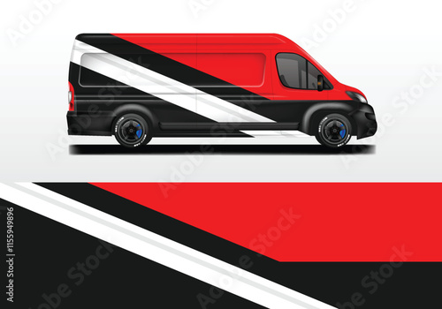 Van wrap design livery vector, decal van car red