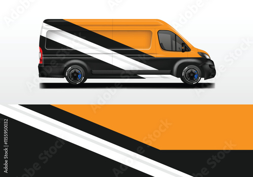 Van wrap design livery vector, decal van car orange