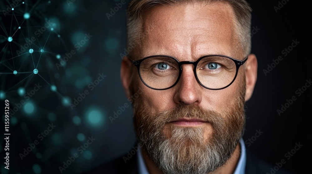 A man with glasses and a beard looking at the camera A man with glasses and a beard looking at the camera