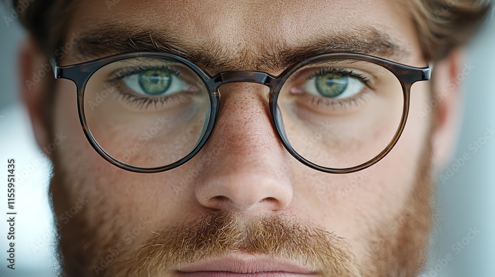 A close up of a man wearing a pair of glasses A close up of a man wearing a pair of glasses
