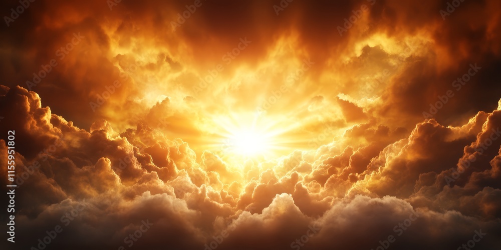 Fototapeta premium The sun is shining through the clouds in the sky