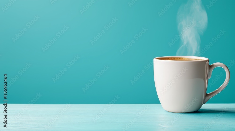 A cup of coffee with steam coming out of it on a table A cup of coffee with steam coming out of it on a table