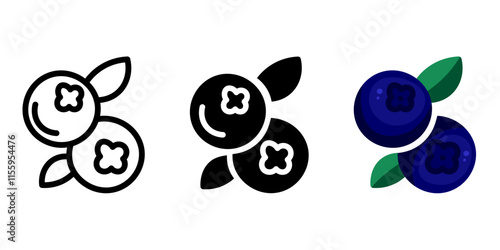 Blueberry color icon. Ripe blue berry symbol. Fresh fruit sign. Summer pictogram.