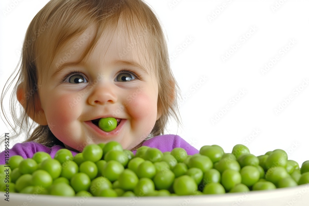 little girl eating green apple