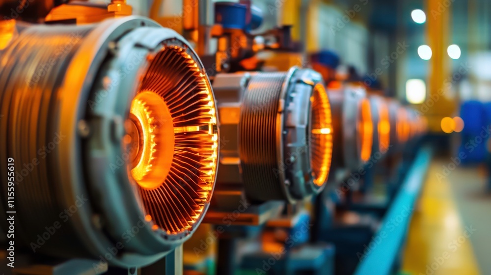 Fototapeta premium Precision Engineering of Motors in Workshop Environment