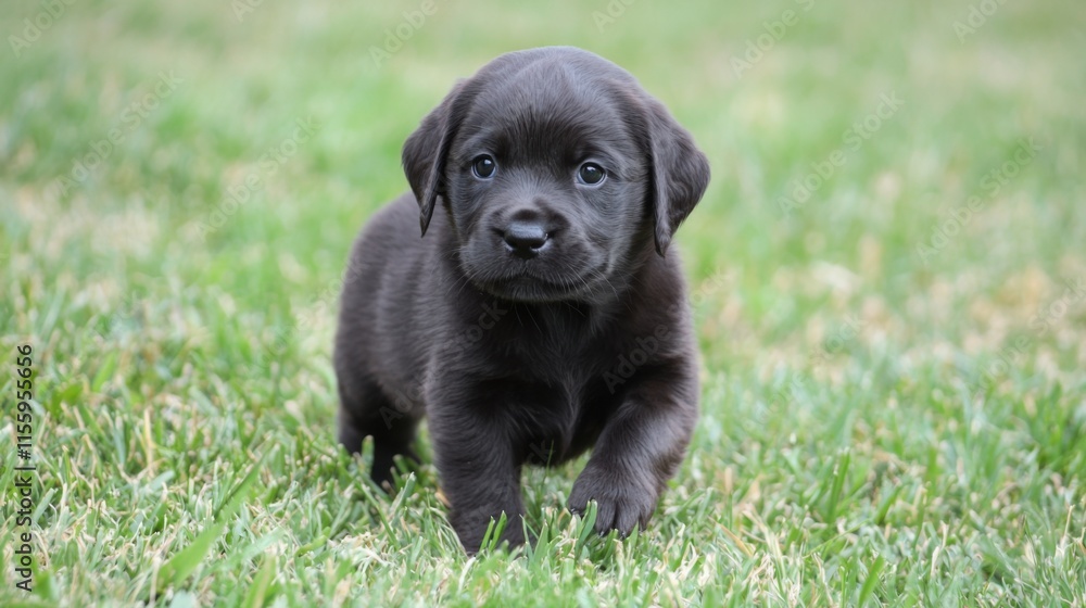 Adorable puppy learning on fresh spring grass Adorable puppy learning on fresh spring grass