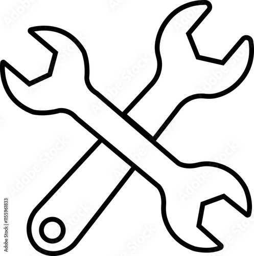 Wrench key icon. Simple wrench tool line vector icon for web design on white background. Automotive Icon. Settings and repair, service sign - stock vector. Mechanic spanner vector.