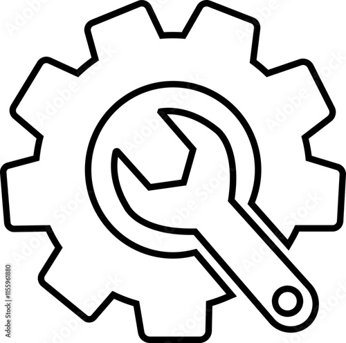 Wrench and screwdriver key icon. Simple setting tool line vector icon for web design on white background. service icon. Settings and repair, service sign - stock vector. Mechanic spanner vector.