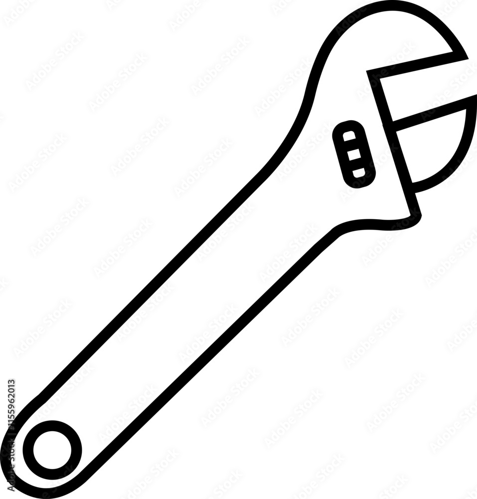 Wrench key icon. Simple adjustable wrench tool line vector icon for web design on white background. Automotive Icon. Settings and repair, service sign - stock vector. Mechanic spanner vector. Wrench key icon. Simple adjustable wrench tool line vector icon for web design on white background. Automotive Icon. Settings and repair, service sign - stock vector. Mechanic spanner vector.