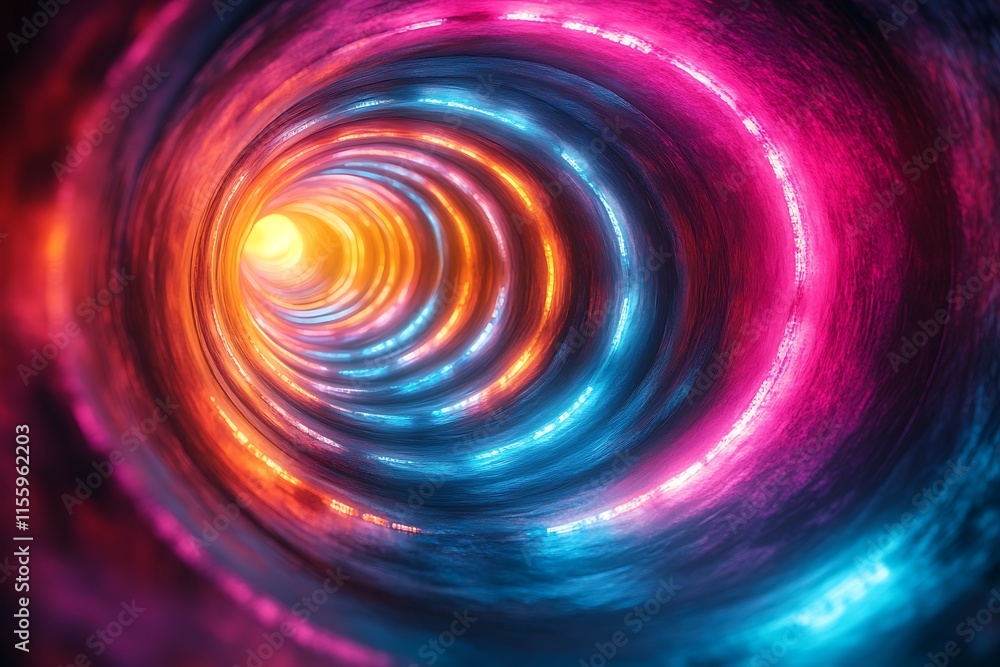 Neon lit tunnel with vibrant glowing colors Neon lit tunnel with vibrant glowing colors