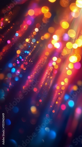 Vibrant city lights reflect on wet pavement during nighttime rain