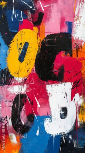 Vibrant contemporary art featuring bold colors and dynamic textures in an abs...