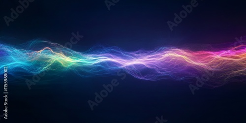 Vibrant neon light waves against a dark background neurodiversity concept