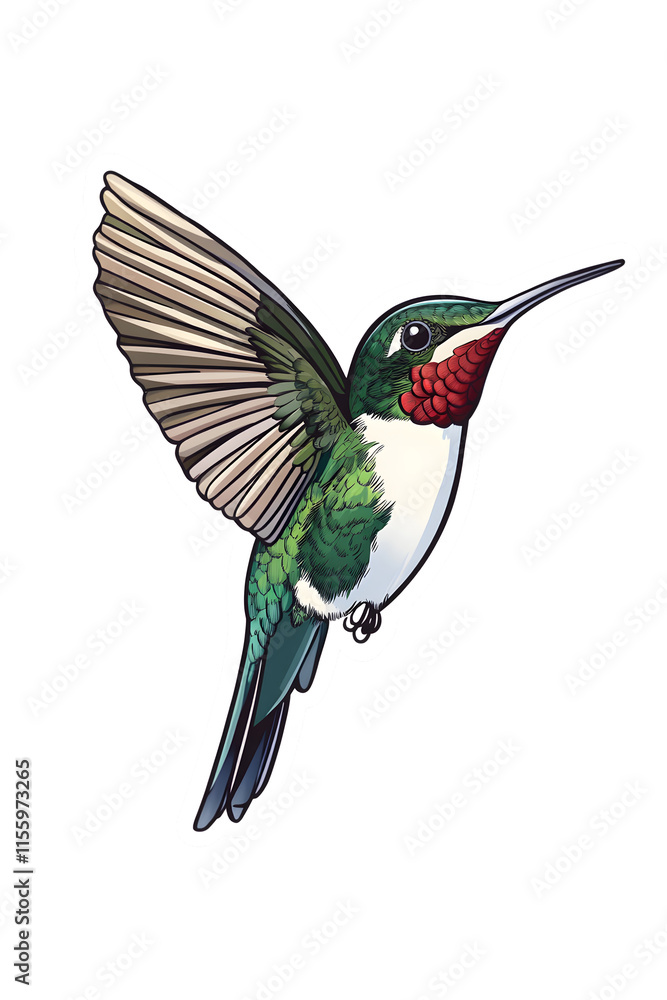 Obraz premium Birds of the Amazon, Hummingbird in the Forest, Art, Image, with Transparent Background PNG, for Stickers, T-Shirt Print, Cap, Mug, Flip Flops, Mousepad, Transparent PNG