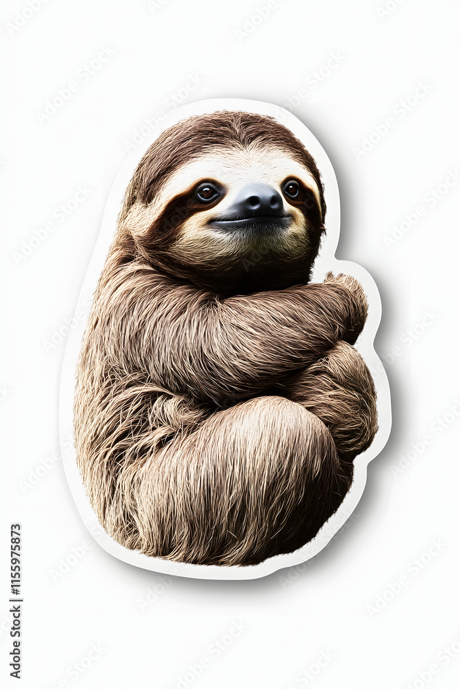 Fototapeta premium Amazon Animals, Sloth in the Forest, Art, Image, with Transparent Background PNG, for Stickers, T-Shirt Print, Cap, Mug, Flip Flops, Mousepad, Transparent PNG