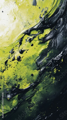 Abstract green shapes create a harmonious composition in modern artwork