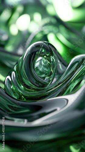 Abstract green shapes create a harmonious composition in modern artwork