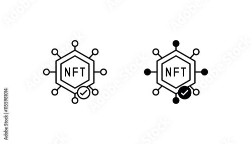 NFT token icon design with white background stock illustration