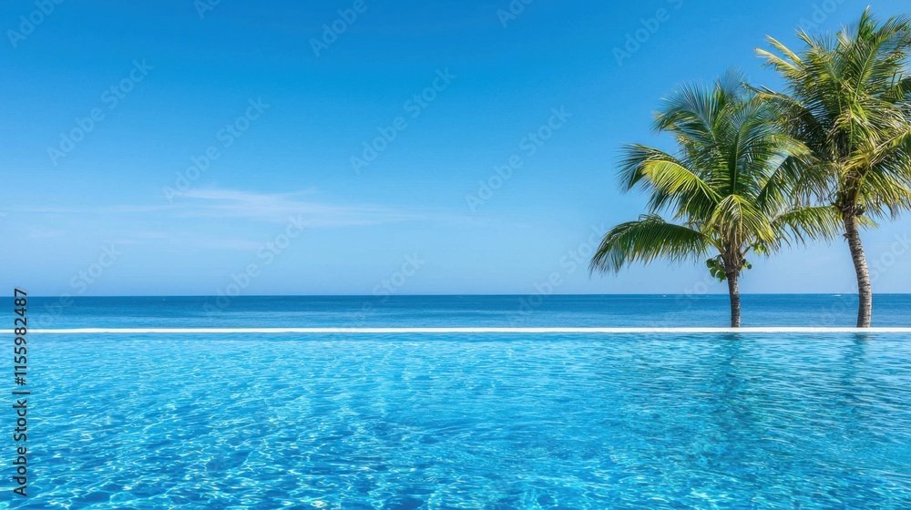 Serene oceanfront infinity pool at a luxury hotel for a relaxing vacation escape Serene oceanfront infinity pool at a luxury hotel for a relaxing vacation escape