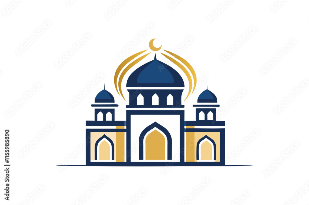 A mosque silhouette vector icon logo on white background. A mosque silhouette vector icon logo on white background.