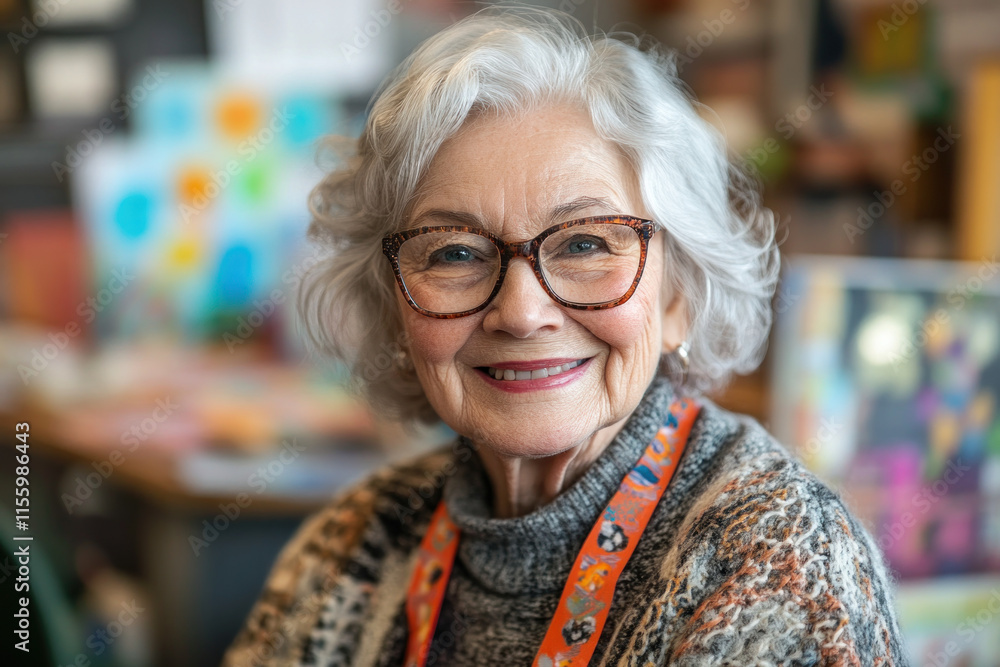 Older woman with glasses smiling at camera. Older woman with glasses smiling at camera.