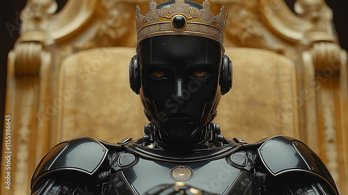 Robot king with golden power crown photo