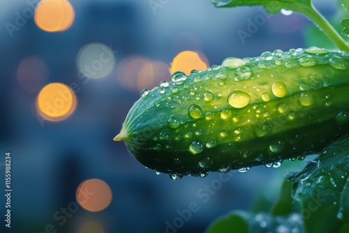 Fresh green leaf covered in water droplets showcasing natures beauty and vita...
