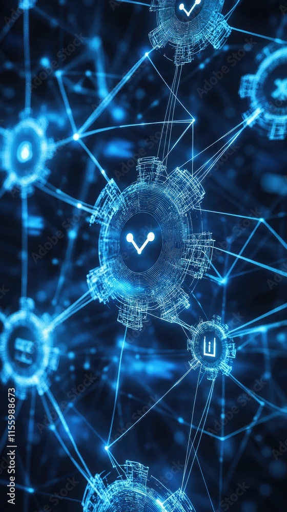 Futuristic Blockchain Network with Digital Visualization and Connectivity Futuristic Blockchain Network with Digital Visualization and Connectivity