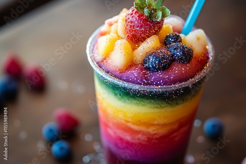 Rainbow Glitter Smoothie - A Colorful Treat photo