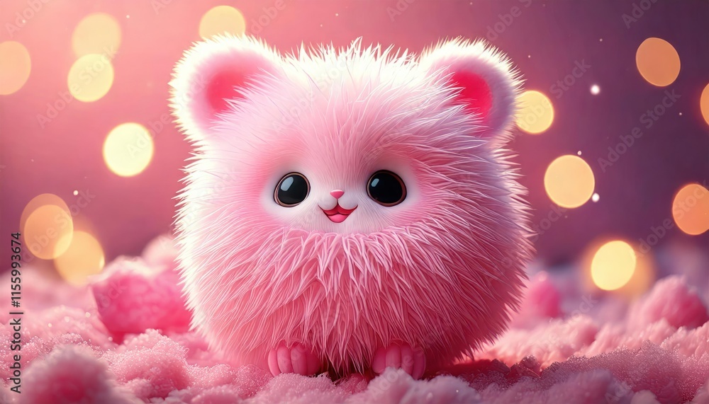 Cute soft creature, radiate positivity ,Pastel colors, pink, white feather fluffy, soft Cute soft creature, radiate positivity ,Pastel colors, pink, white feather fluffy, soft