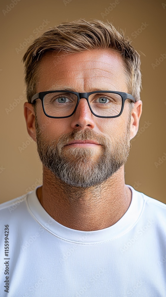 A man with a beard wearing glasses and a white shirt A man with a beard wearing glasses and a white shirt