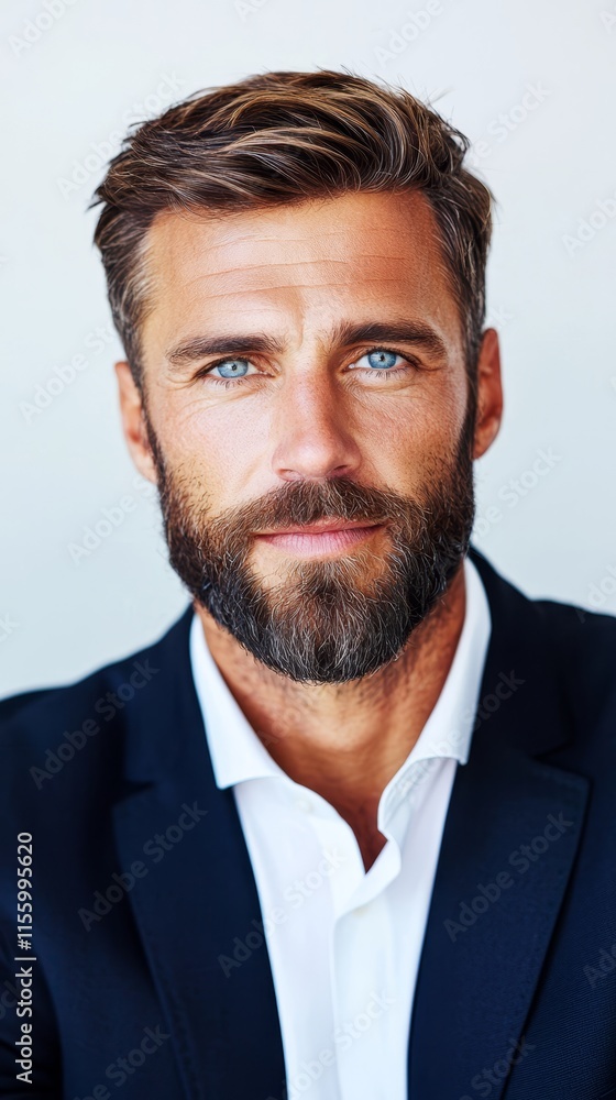 A man with a beard wearing a suit and white shirt A man with a beard wearing a suit and white shirt