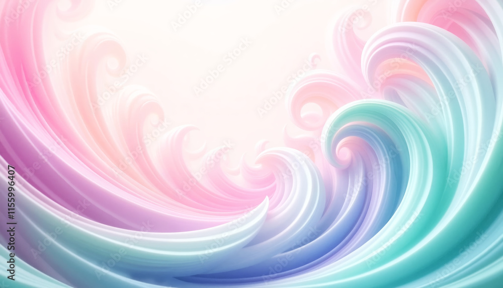 Obraz premium Vibrant pastel abstract waves in pink, purple, and teal tones 
