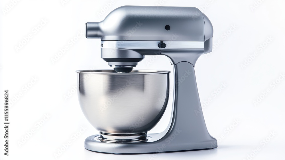 A high-quality stainless steel kitchen mixer on a white isolated background A high-quality stainless steel kitchen mixer on a white isolated background