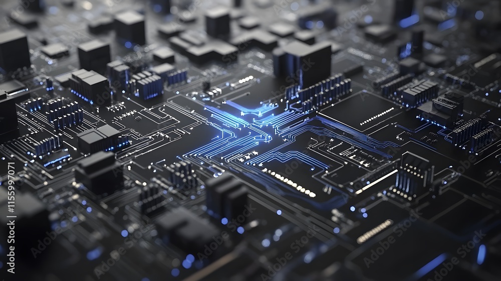 Glowing Circuit Board Microchip Technology Detailed Design Abstract Glowing Circuit Board Microchip Technology Detailed Design Abstract