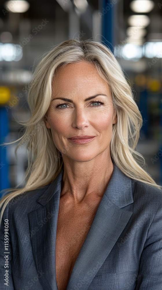 Obraz premium A woman in a business suit posing for a picture