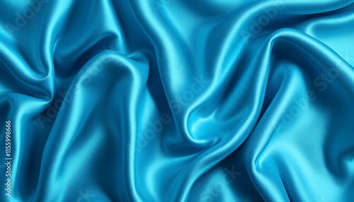 Wallpaper Mural Smooth blue silk fabric with elegant waves and folds creating luxurious texture. Shiny satin material with natural light effects. Flowing textile background for fashion, wedding, luxury design Torontodigital.ca