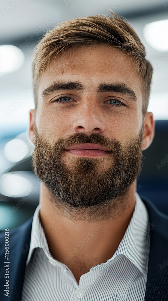 Fototapeta premium A man with a beard wearing a suit and shirt