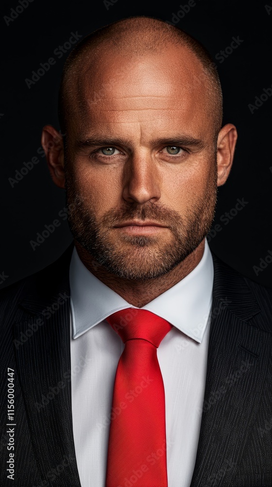 A bald man in a suit and red tie A bald man in a suit and red tie