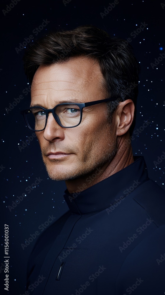 A man wearing glasses looking at the camera A man wearing glasses looking at the camera